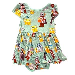 18-24m Twirl bodysuit Little Sleepies Bamboo Grogu & Friends StarWars Dress VGUC